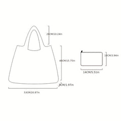 Cartoon Fox Pattern Shoulder Bag Lightweight Foldable Shopper Bag