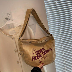 Preppy Style Letter Detail Tote Bag for Work & Travel