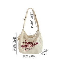 Preppy Style Letter Detail Tote Bag for Work & Travel