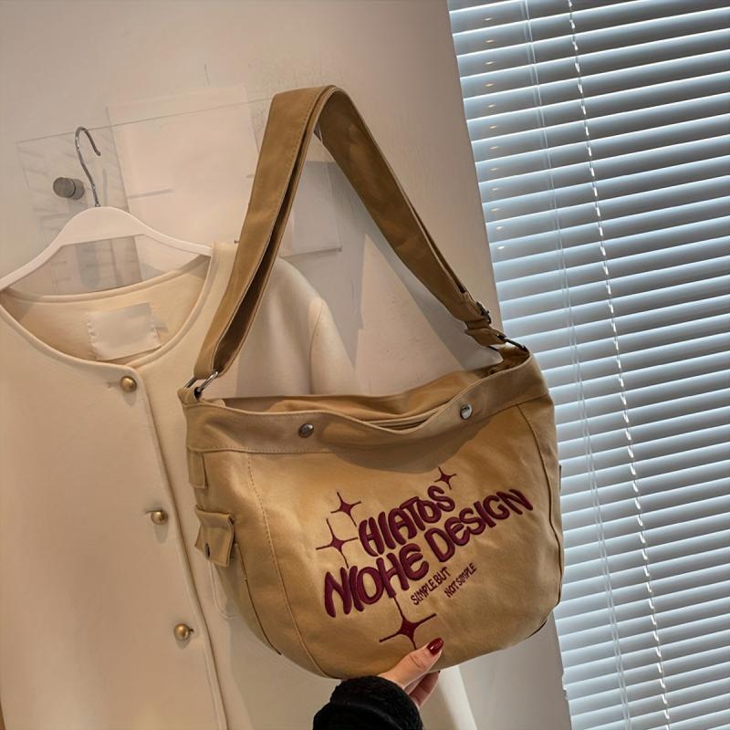 Preppy Style Letter Detail Tote Bag for Work & Travel