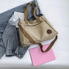 Vintage Canvas Tote Bag Large Capacity Crossbody Handbag