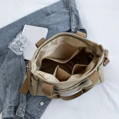 Vintage Canvas Tote Bag Large Capacity Crossbody Handbag