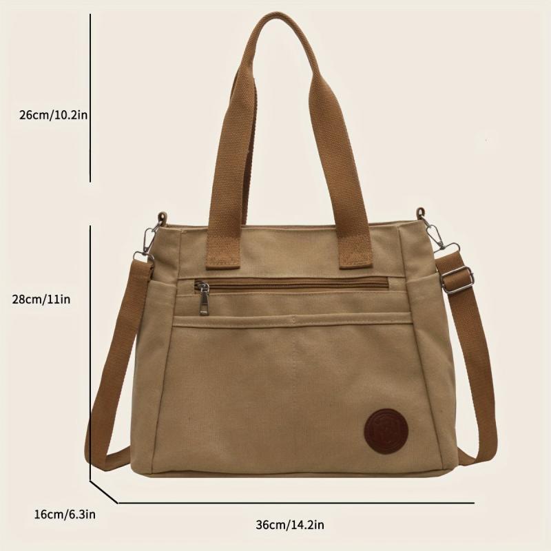 Vintage Canvas Tote Bag Large Capacity Crossbody Handbag