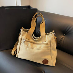 Vintage Canvas Tote Bag Large Capacity Crossbody Handbag