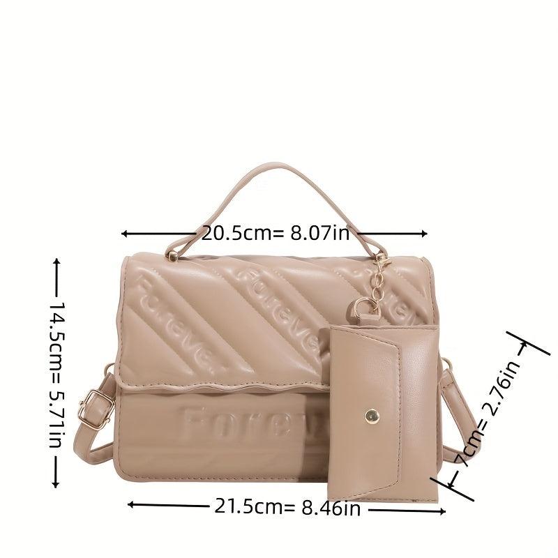Embossed Handbag With Coin Purse Chain Crossbody Bag