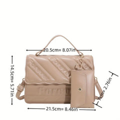 Embossed Handbag With Coin Purse Chain Crossbody Bag