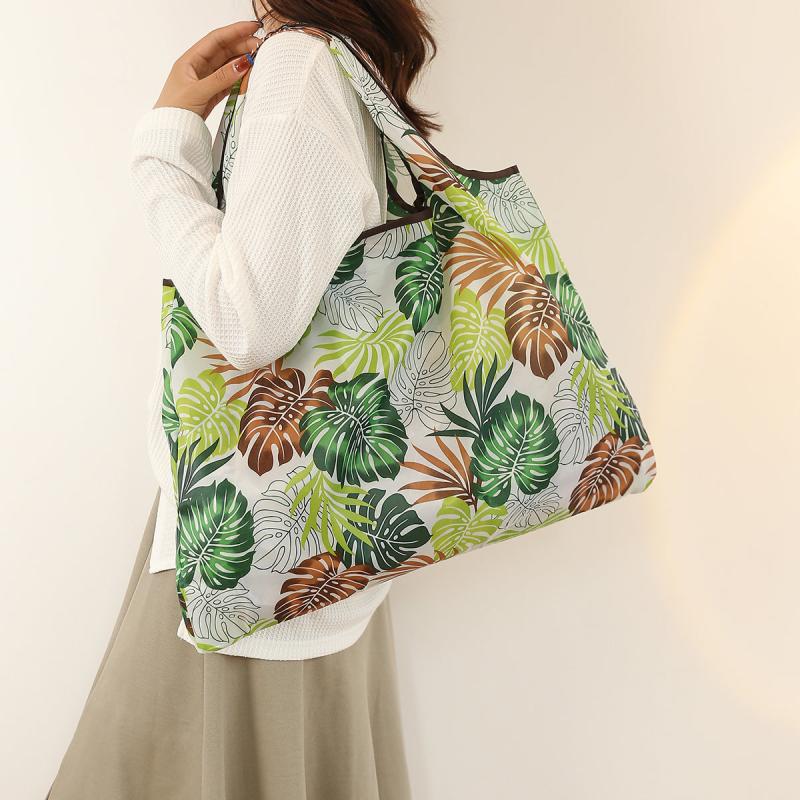 Tropical Print Folding Bag Nylon Tote Bag