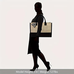 Colorblock Letter Print Tote Bag Lightweight Versatile Travel Beach Storage Bag