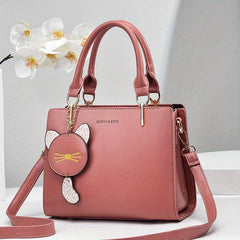 Women's Crossbody Satchel with Cat Pendant