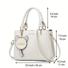 Women's Crossbody Satchel with Cat Pendant