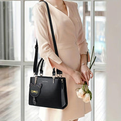 Women's Crossbody Satchel with Cat Pendant