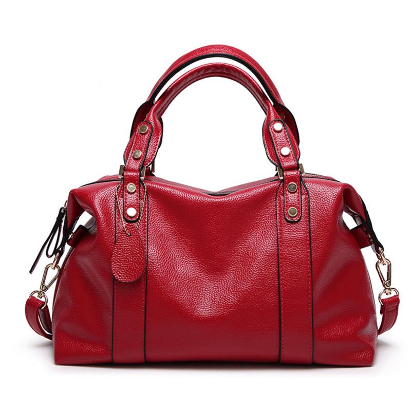 Classic Tote Faux Leather Shoulder Bag with Zipper