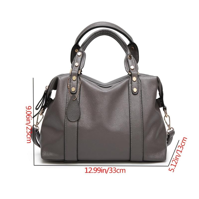 Classic Tote Faux Leather Shoulder Bag with Zipper