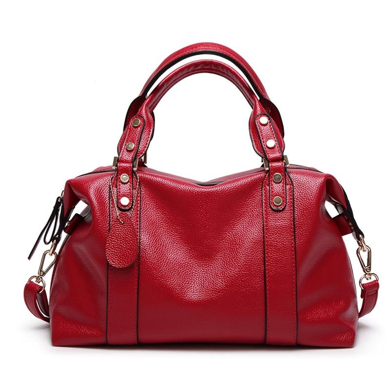 Classic Tote Faux Leather Shoulder Bag with Zipper