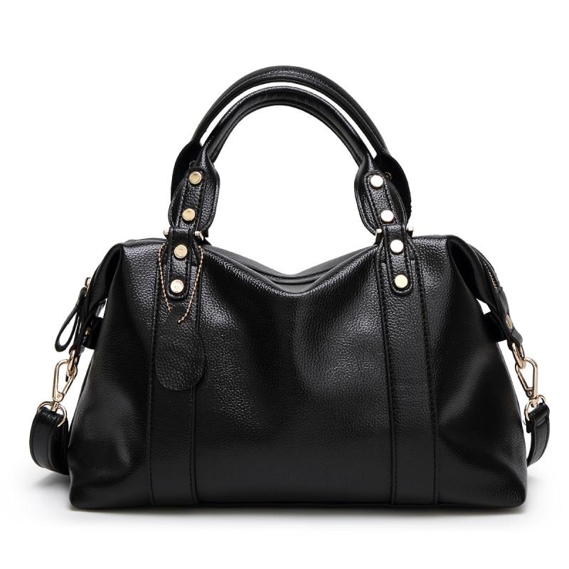 Classic Tote Faux Leather Shoulder Bag with Zipper