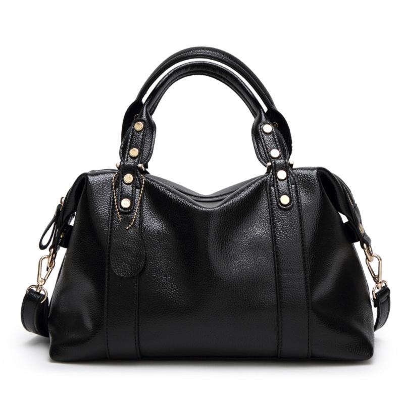 Classic Tote Faux Leather Shoulder Bag with Zipper