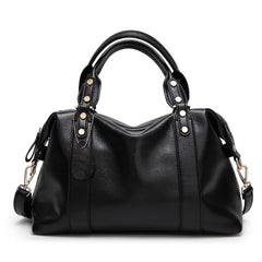 Classic Tote Faux Leather Shoulder Bag with Zipper