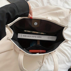 Letter Graphic Canvas Tote Bag Large Capacity Crossbody Bag