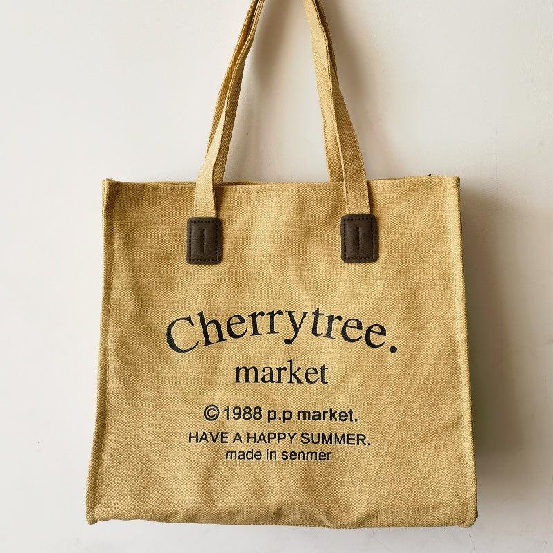 Letter Graphic Canvas Tote Bag Large Capacity Crossbody Bag