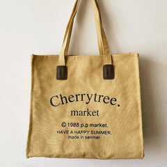 Letter Graphic Canvas Tote Bag Large Capacity Crossbody Bag