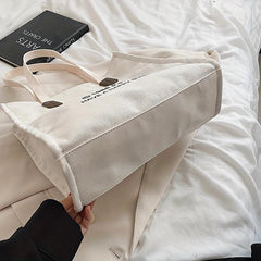 Letter Graphic Canvas Tote Bag Large Capacity Crossbody Bag