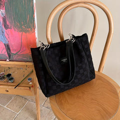 Plaid Pattern Tote Bag Lightweight Shoulder Bag All Match Bag For Work
