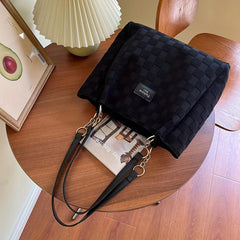 Plaid Pattern Tote Bag Lightweight Shoulder Bag All Match Bag For Work