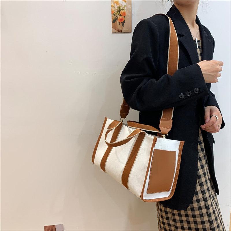 Large Capacity Canvas Tote Bag Crossbody Commuter Women's Handbag