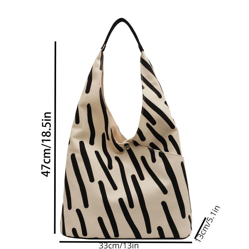 Striped Pattern Shoulder Hobo Bag Large Capacity Tote Bag