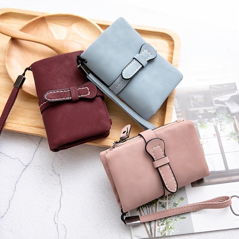 Casual Small Wallet With Wristlet Faux Leather Wallet