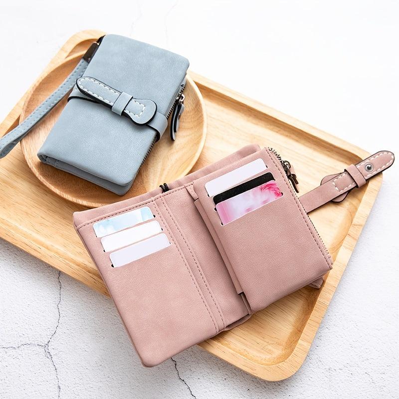 Casual Small Wallet With Wristlet Faux Leather Wallet