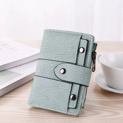 Vintage Matte Classic Tri fold card Buckle Wallet Short Coin Purse