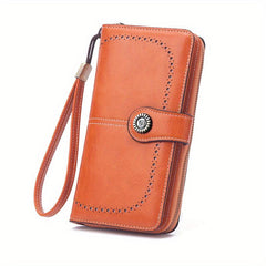 Vintage Long Wallet with Large Capacity and Zipper Coin Purse