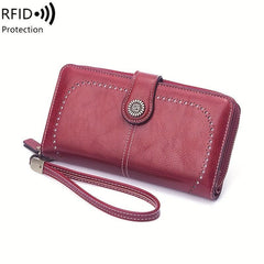 Vintage Long Wallet with Large Capacity and Zipper Coin Purse