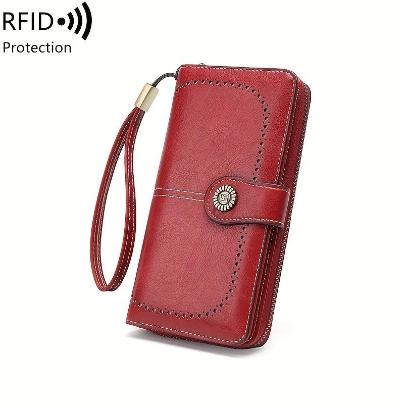Vintage Long Wallet with Large Capacity and Zipper Coin Purse