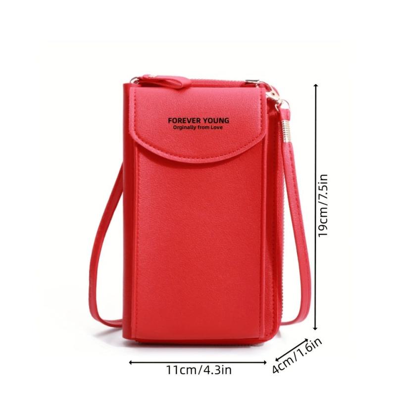 Faux Leather Crossbody Phone Bag Stylish Purse