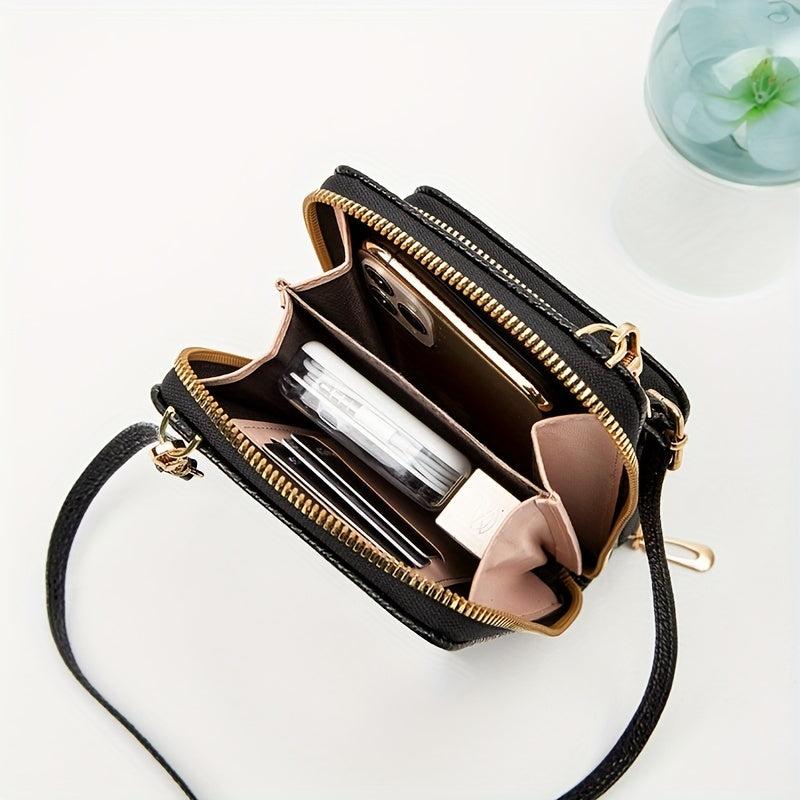 Women Leather Shoulder Crossbody Cell Phone Bag Coin Bag Pocket Laminated
