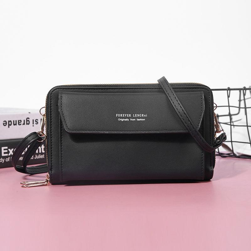 Small Shoulder Bag with Zipper, Letter Detail, Versatile Phone Purse