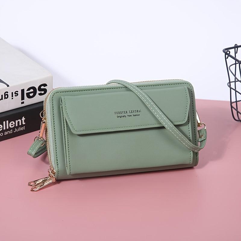 Small Shoulder Bag with Zipper, Letter Detail, Versatile Phone Purse