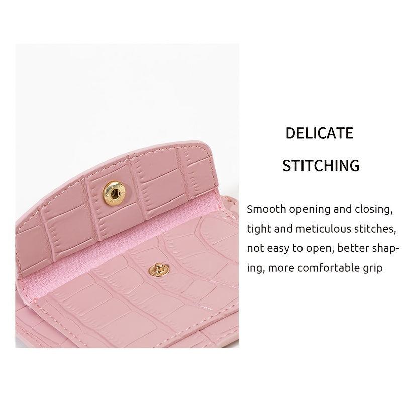Embossed Card Wallet Zipper Clutch Purse Buckle Decor Coin