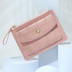 Embossed Card Wallet Zipper Clutch Purse Buckle Decor Coin