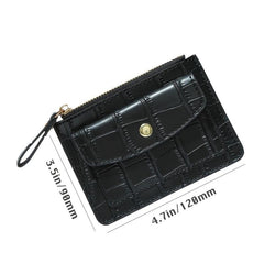 Embossed Card Wallet Zipper Clutch Purse Buckle Decor Coin