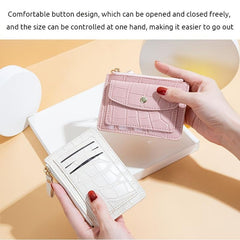 Embossed Card Wallet Zipper Clutch Purse Buckle Decor Coin