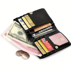 Vintage Short Wallet Bifold Clutch Coin Purse with Wristband