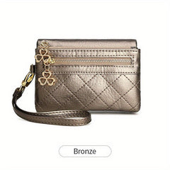 Vintage Short Wallet Bifold Clutch Coin Purse with Wristband