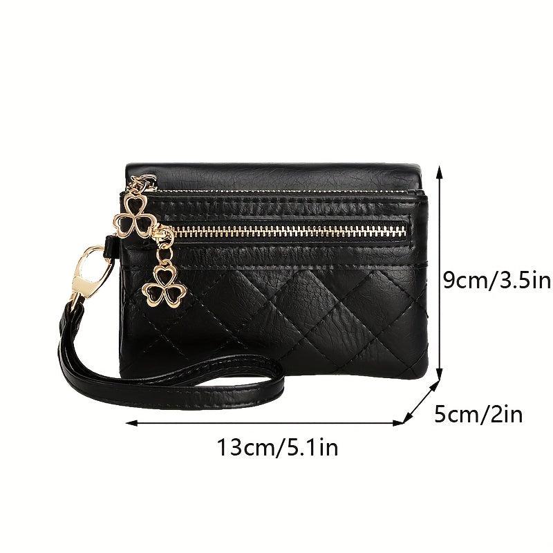 Vintage Short Wallet Bifold Clutch Coin Purse with Wristband