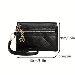 Vintage Short Wallet Bifold Clutch Coin Purse with Wristband