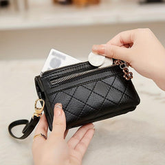 Vintage Short Wallet Bifold Clutch Coin Purse with Wristband