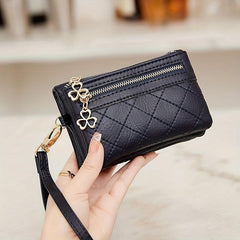 Vintage Short Wallet Bifold Clutch Coin Purse with Wristband