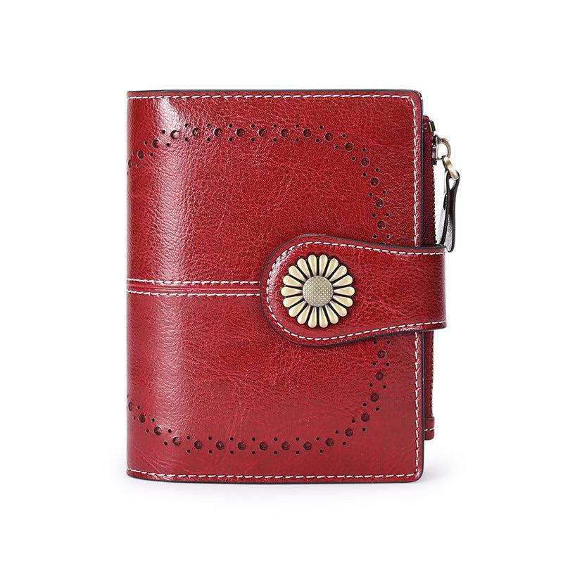 Vintage Style Small Wallet with Card Slots & Zipper Pocket